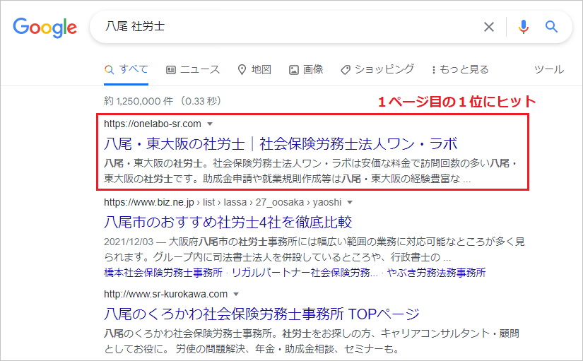 八尾の社労士のSEO対策